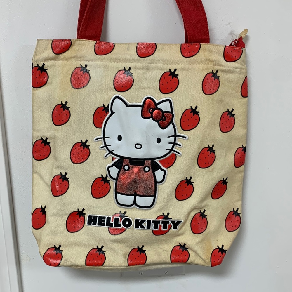 Hello kitty Sanrio tote bag. Strawberry themed. Minor stain